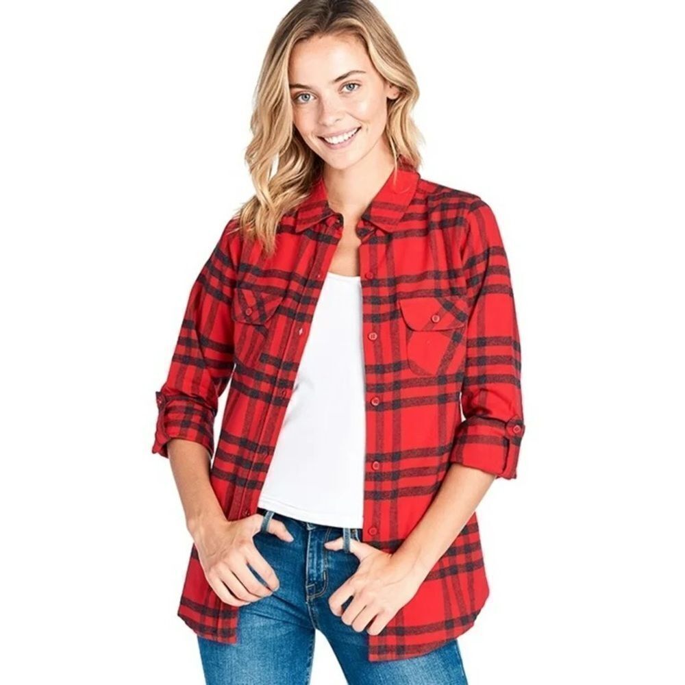 Anthropologie Hester & Orchard  Scarlet Checkered Button-Down Shirt